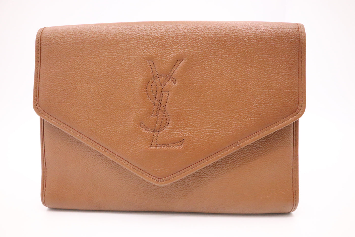 YSL Saint Laurent Clutch in Brown Leather