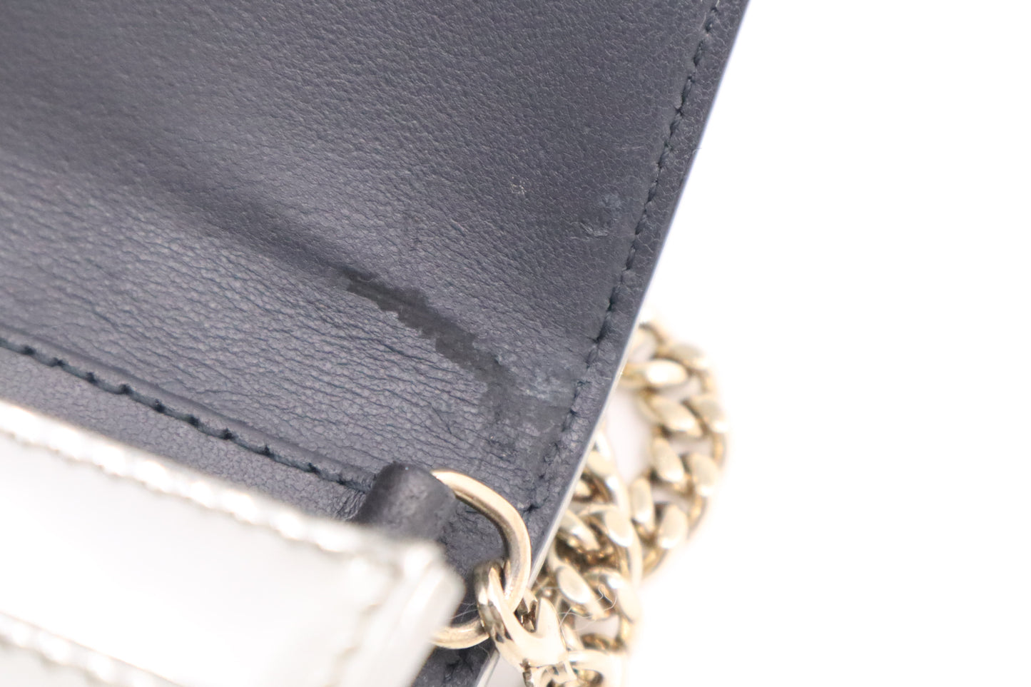 Dior Diorama Clutch on Chain in Silver Leather