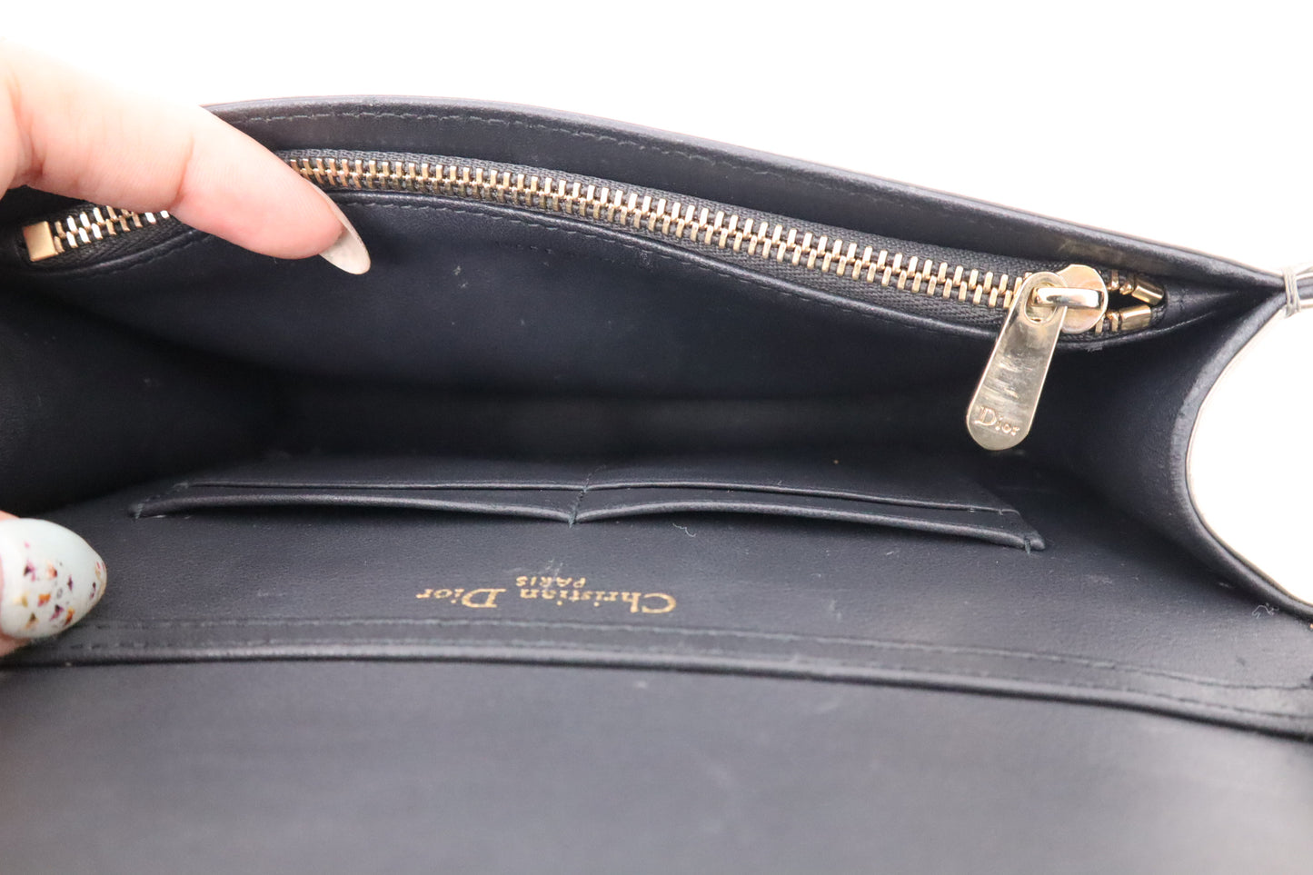 Dior Diorama Clutch on Chain in Silver Leather