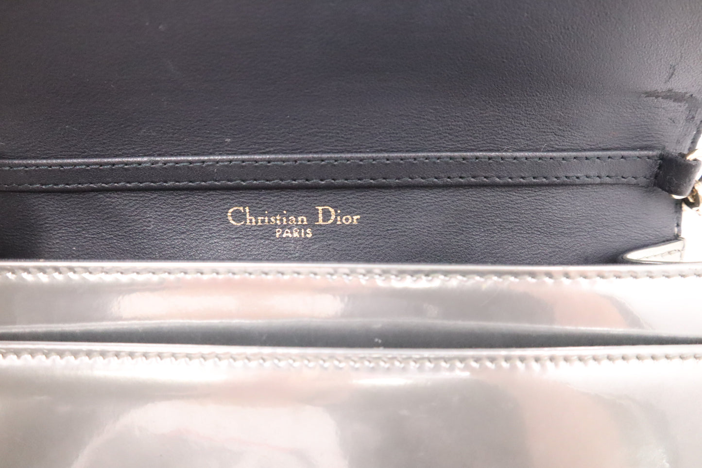 Dior Diorama Clutch on Chain in Silver Leather