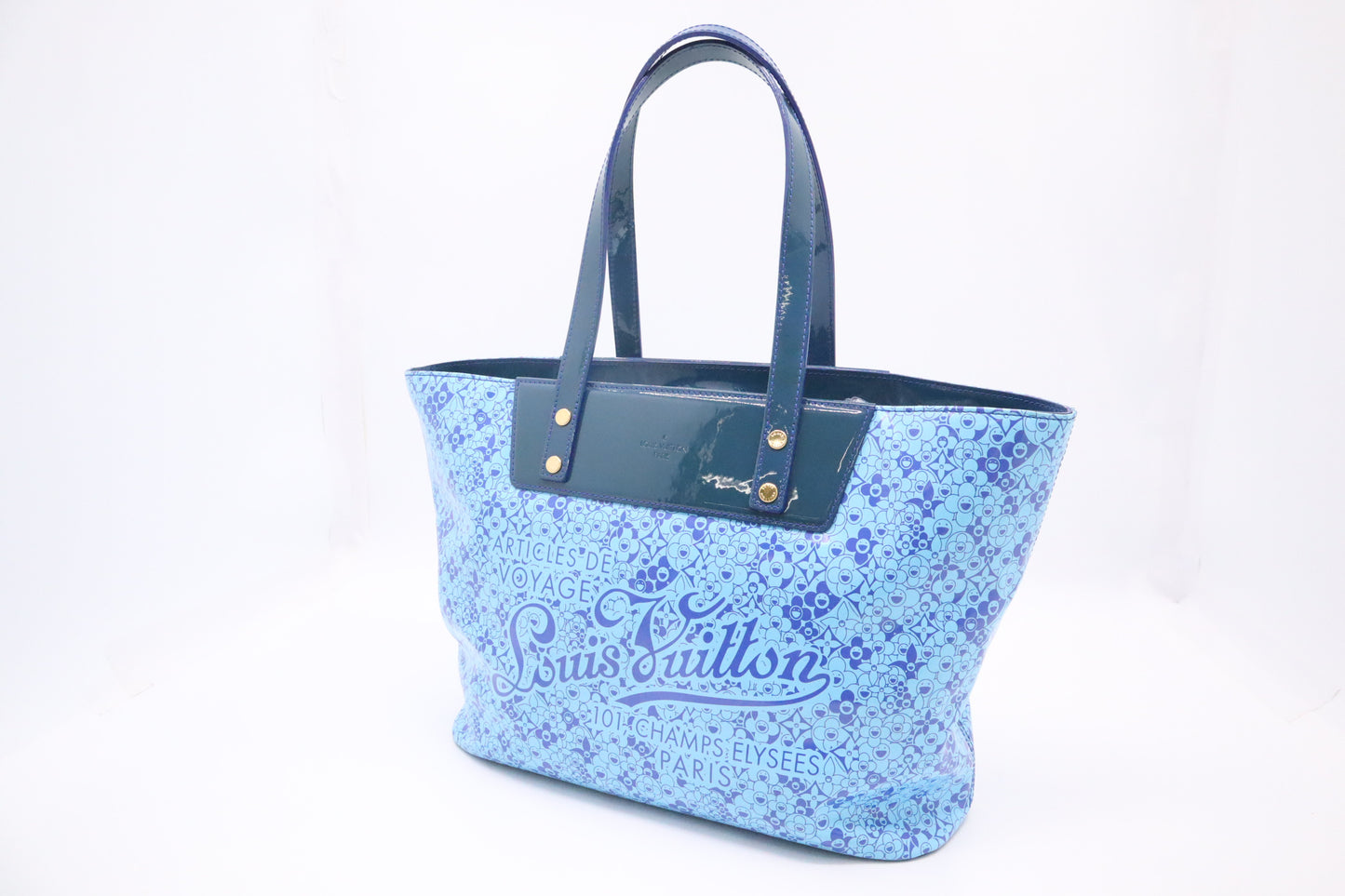 Louis Vuitton Cosmic Blossom Tote in Blue Vinyl Canvas
