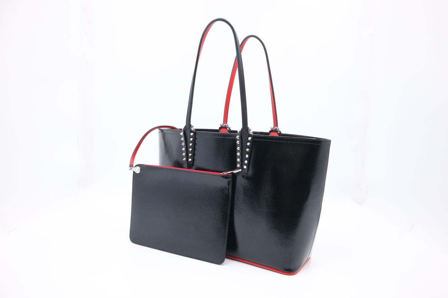 Louboutin Small Cabata in Black Textured Patent Leather