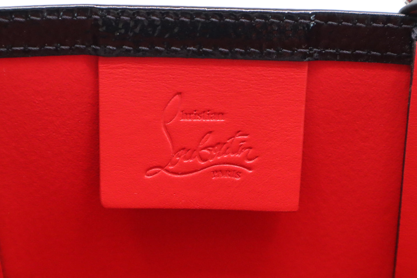 Louboutin Small Cabata in Black Textured Patent Leather