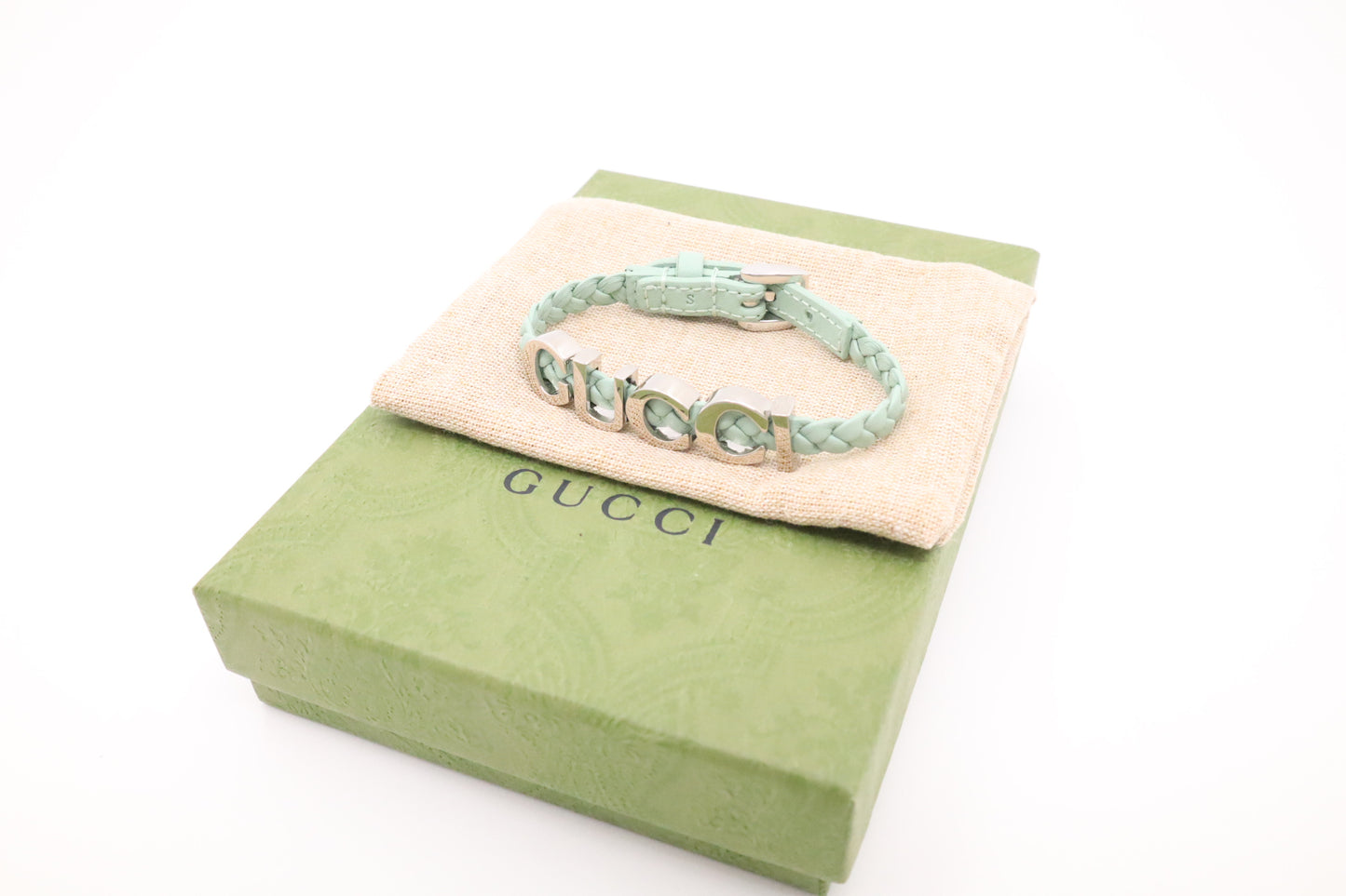 Gucci Braided Bracelet in Turquoise Leather