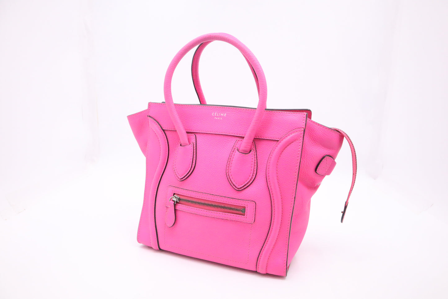 Celine Micro Luggage in Pink Drummed Leather