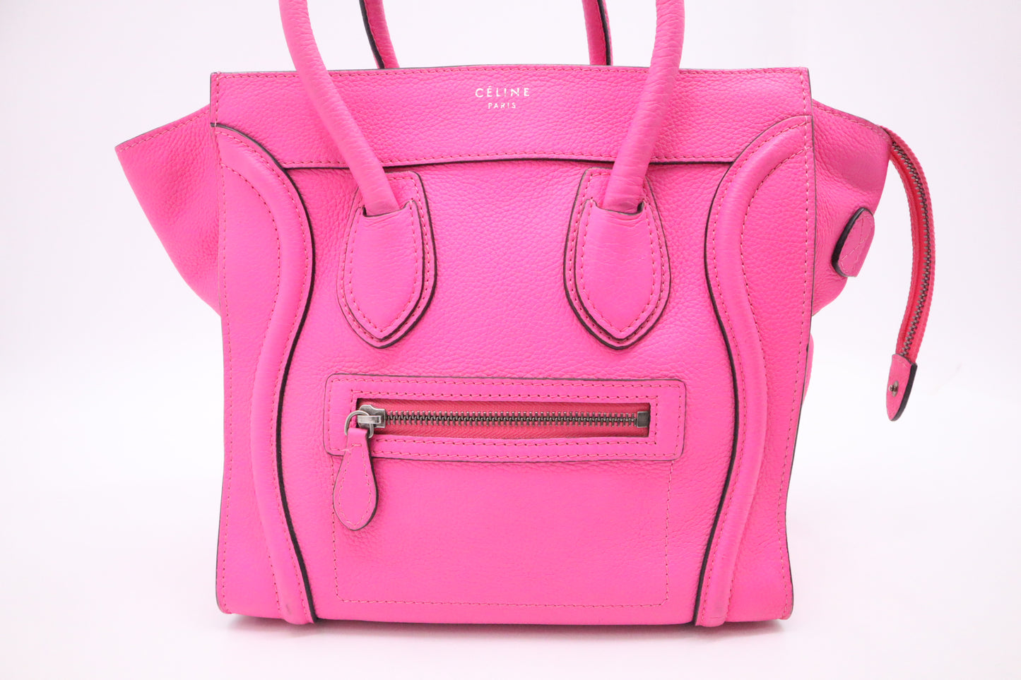 Celine Micro Luggage in Pink Drummed Leather