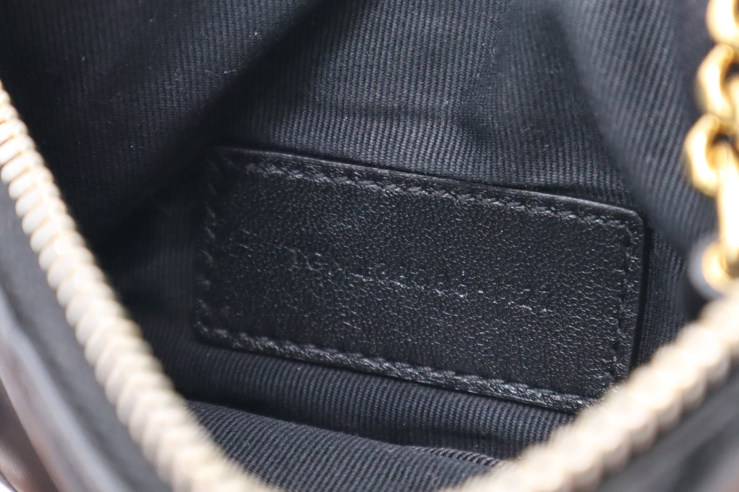 YSL Saint Laurent Coin Case in Black Chevron Leather