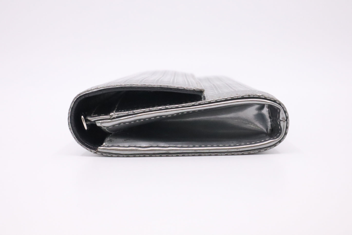 Dior Croisiere Wallet on Chain in Silver Micro-Cannage Leather