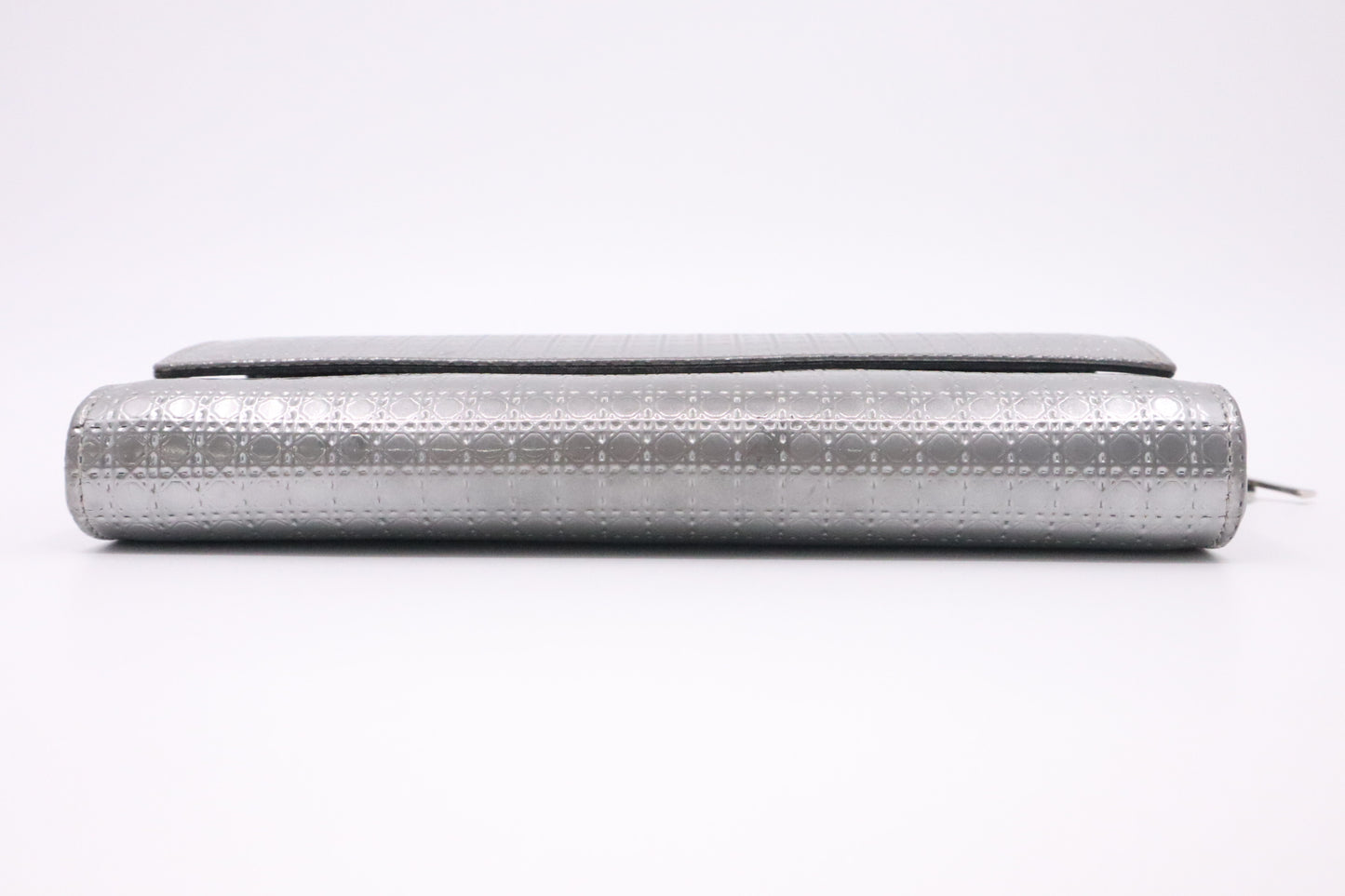 Dior Croisiere Wallet on Chain in Silver Micro-Cannage Leather