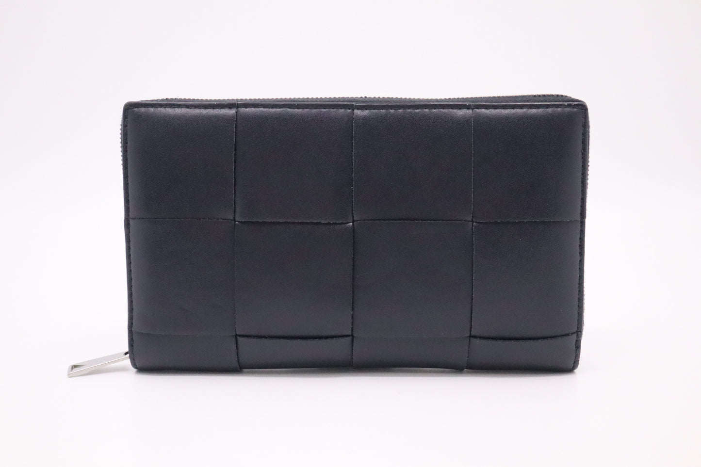Bottega Veneta Cassette Zippy Wallet in Navy Blue Intrecciato Leather
