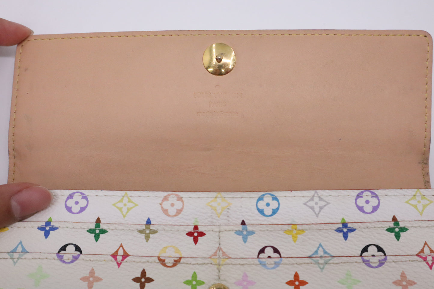Louis Vuitton Portefeuille Sarah Wallet in White Multicolor Monogram Canvas