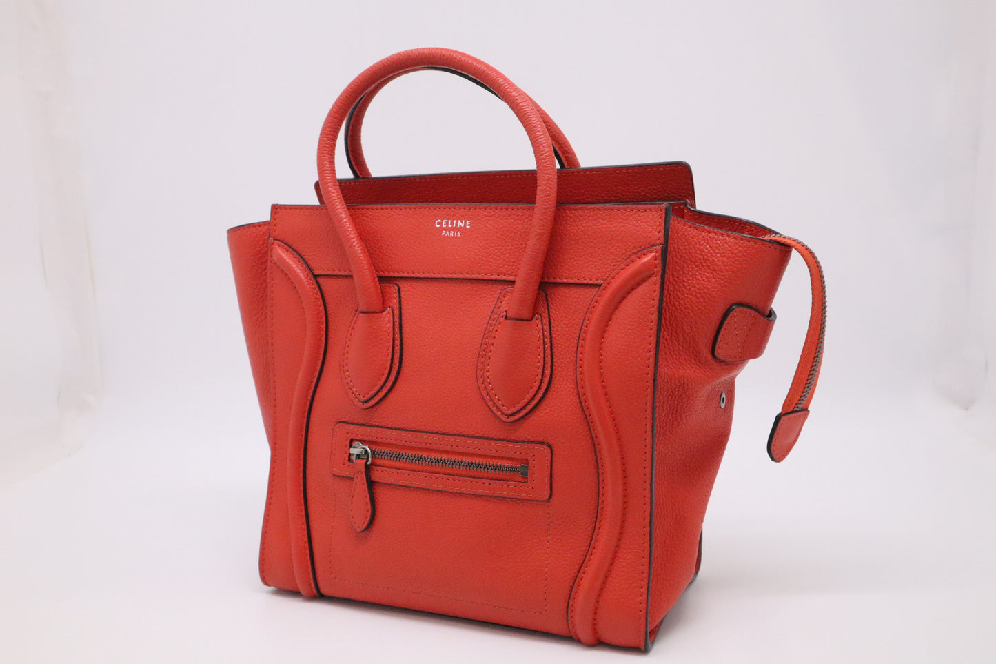Celine Micro Luggage in Blood Orange Leather