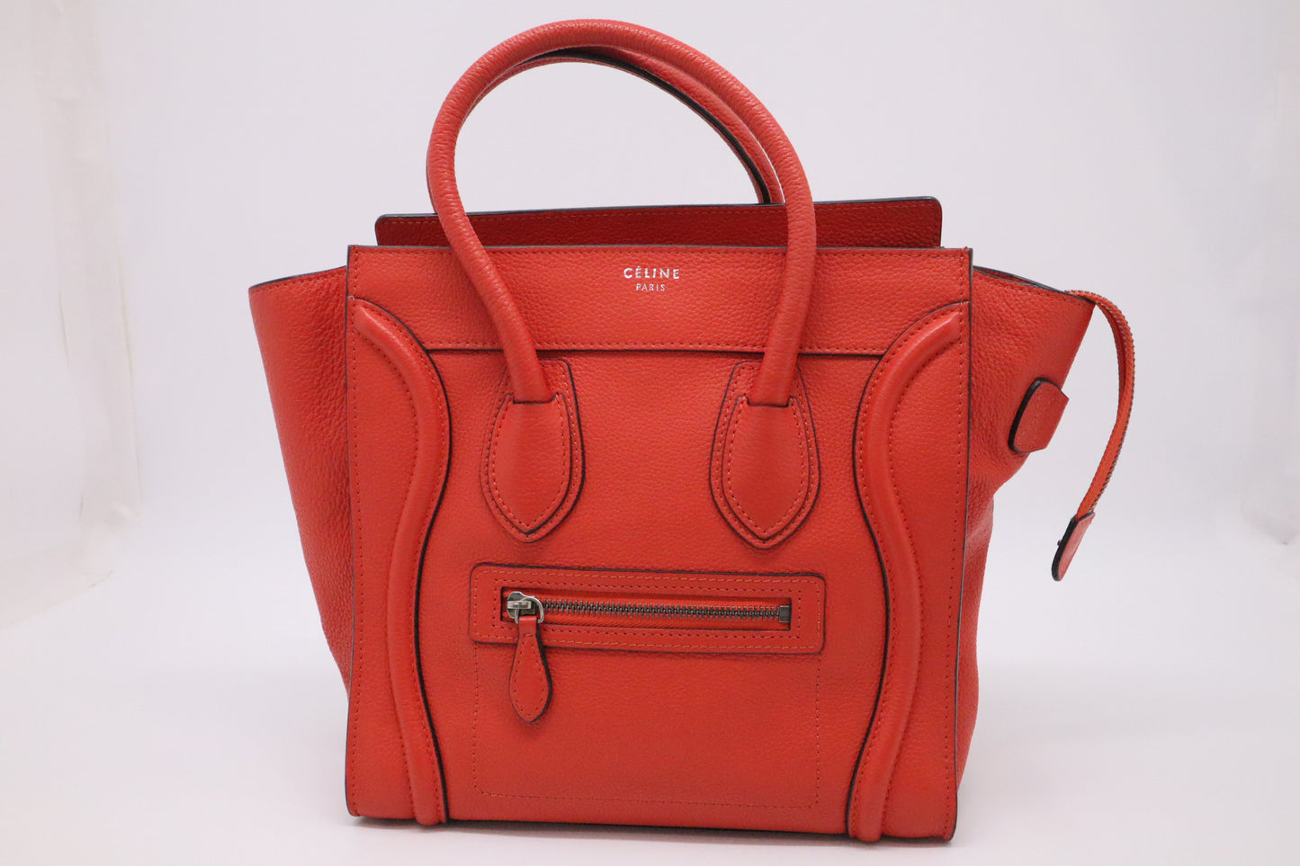 Celine Micro Luggage in Blood Orange Leather
