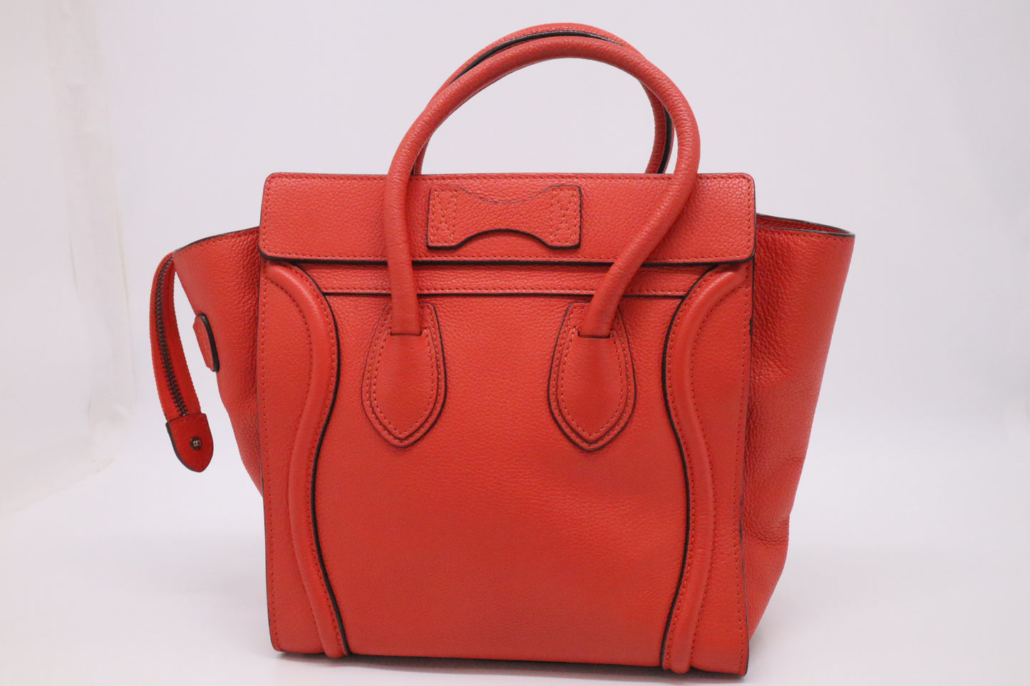 Celine Micro Luggage in Blood Orange Leather