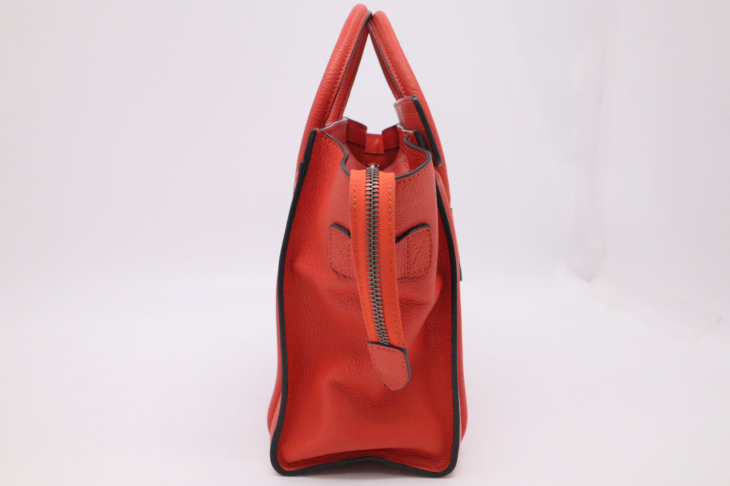 Celine Micro Luggage in Blood Orange Leather