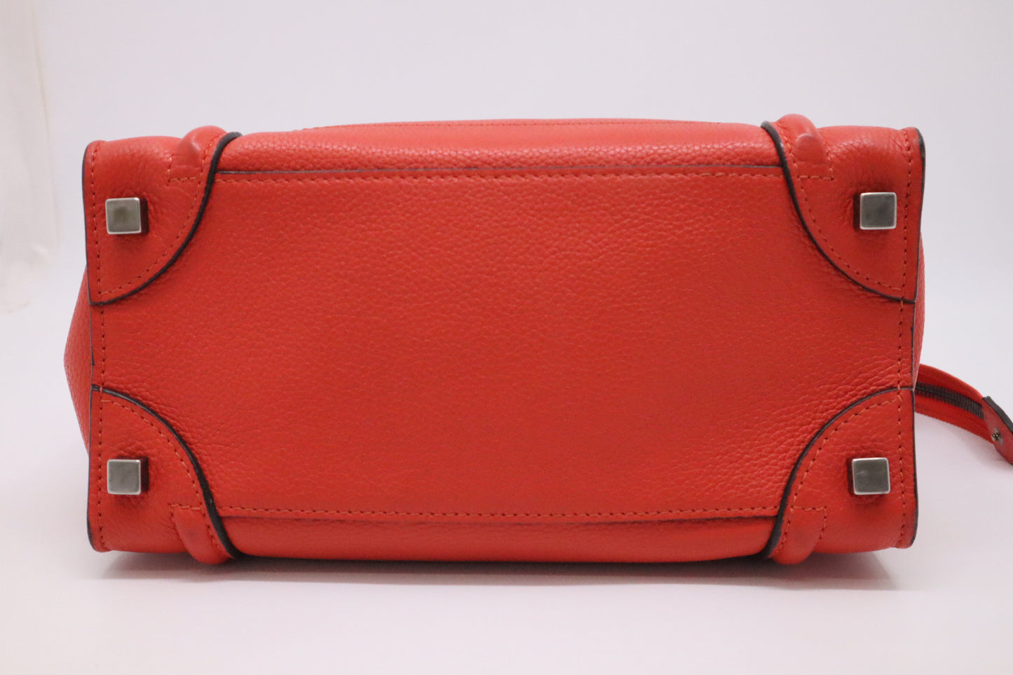 Celine Micro Luggage in Blood Orange Leather