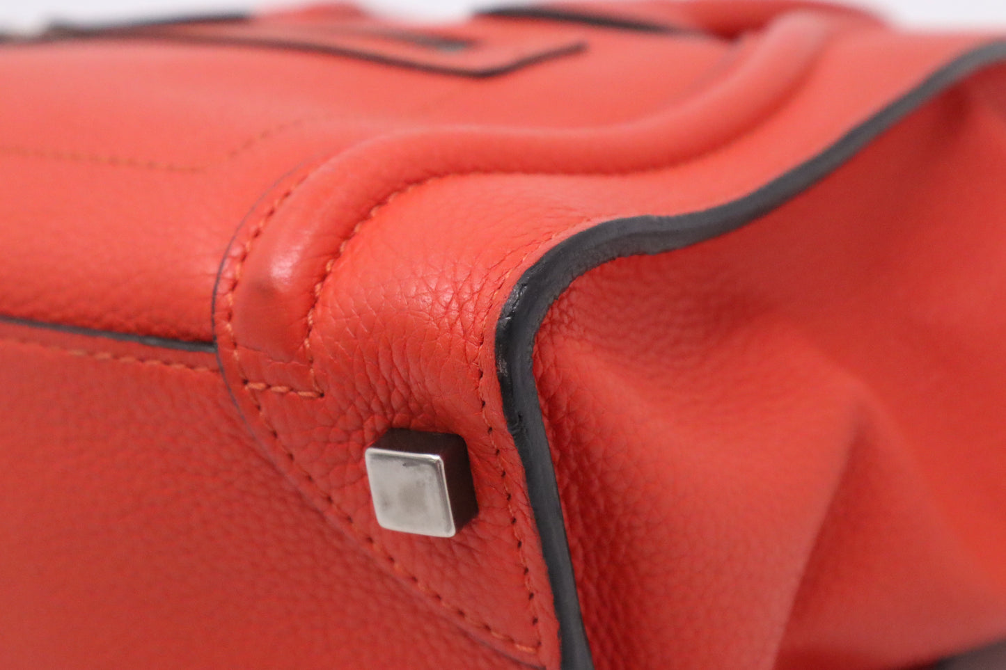 Celine Micro Luggage in Blood Orange Leather