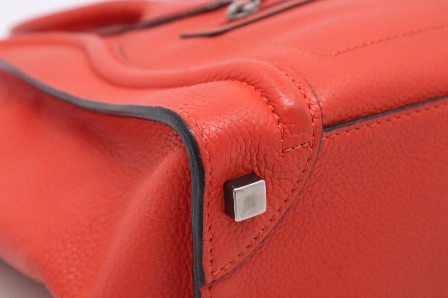 Celine Micro Luggage in Blood Orange Leather