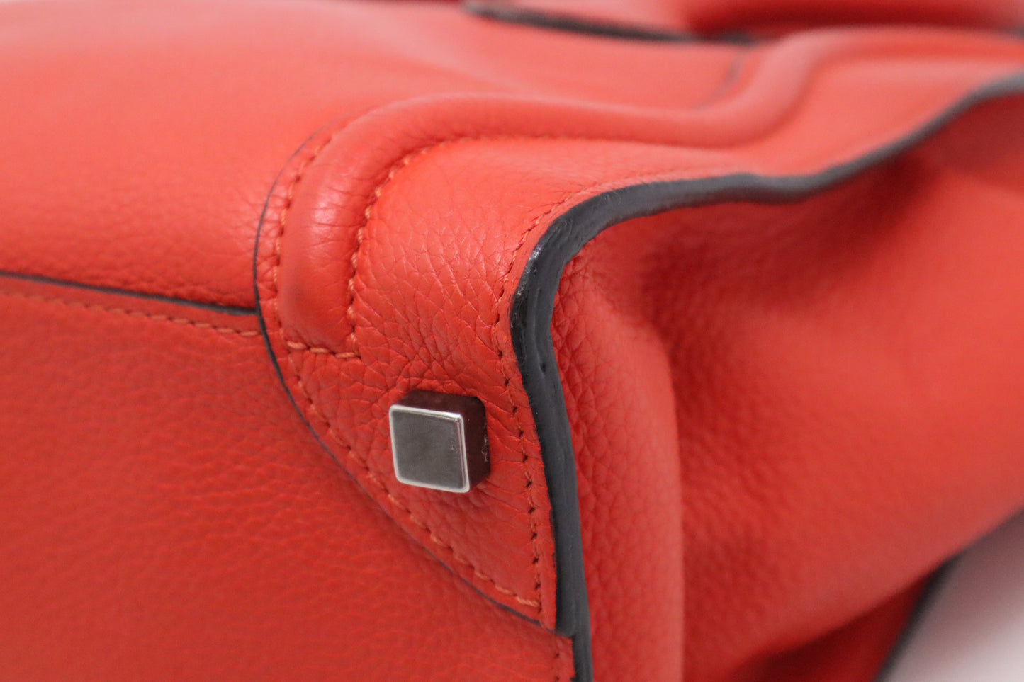 Celine Micro Luggage in Blood Orange Leather