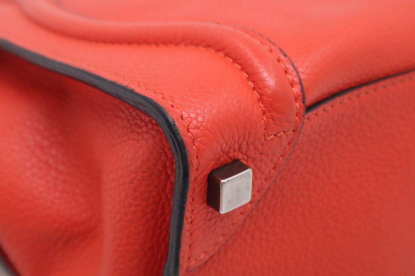 Celine Micro Luggage in Blood Orange Leather