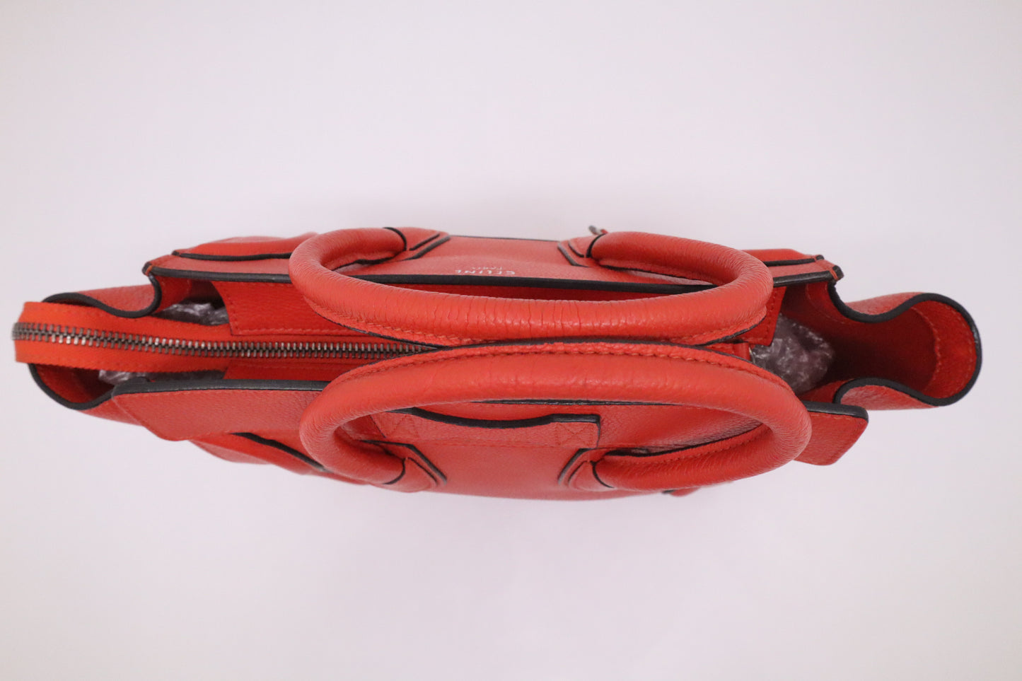 Celine Micro Luggage in Blood Orange Leather