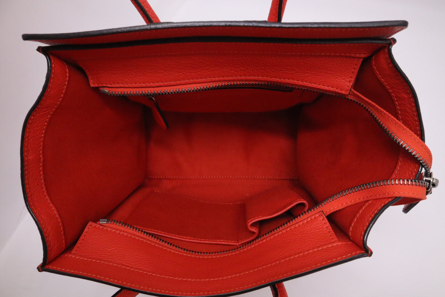 Celine Micro Luggage in Blood Orange Leather
