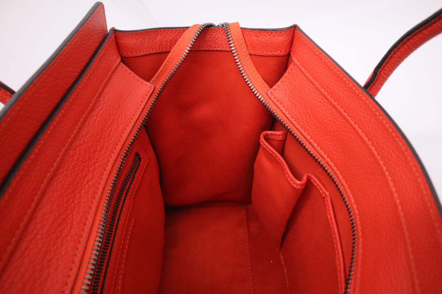 Celine Micro Luggage in Blood Orange Leather