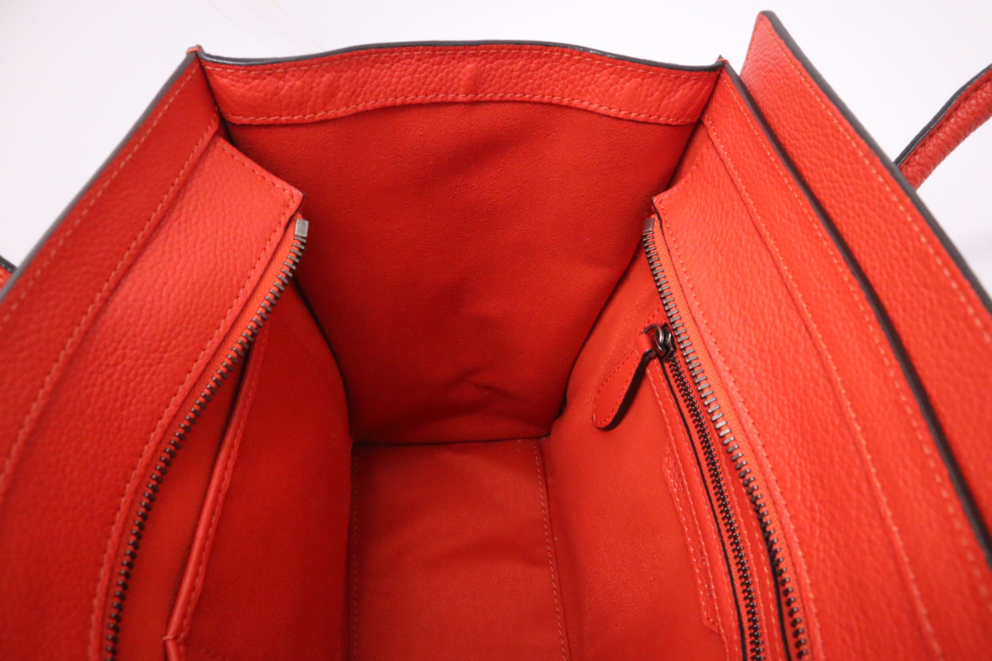 Celine Micro Luggage in Blood Orange Leather