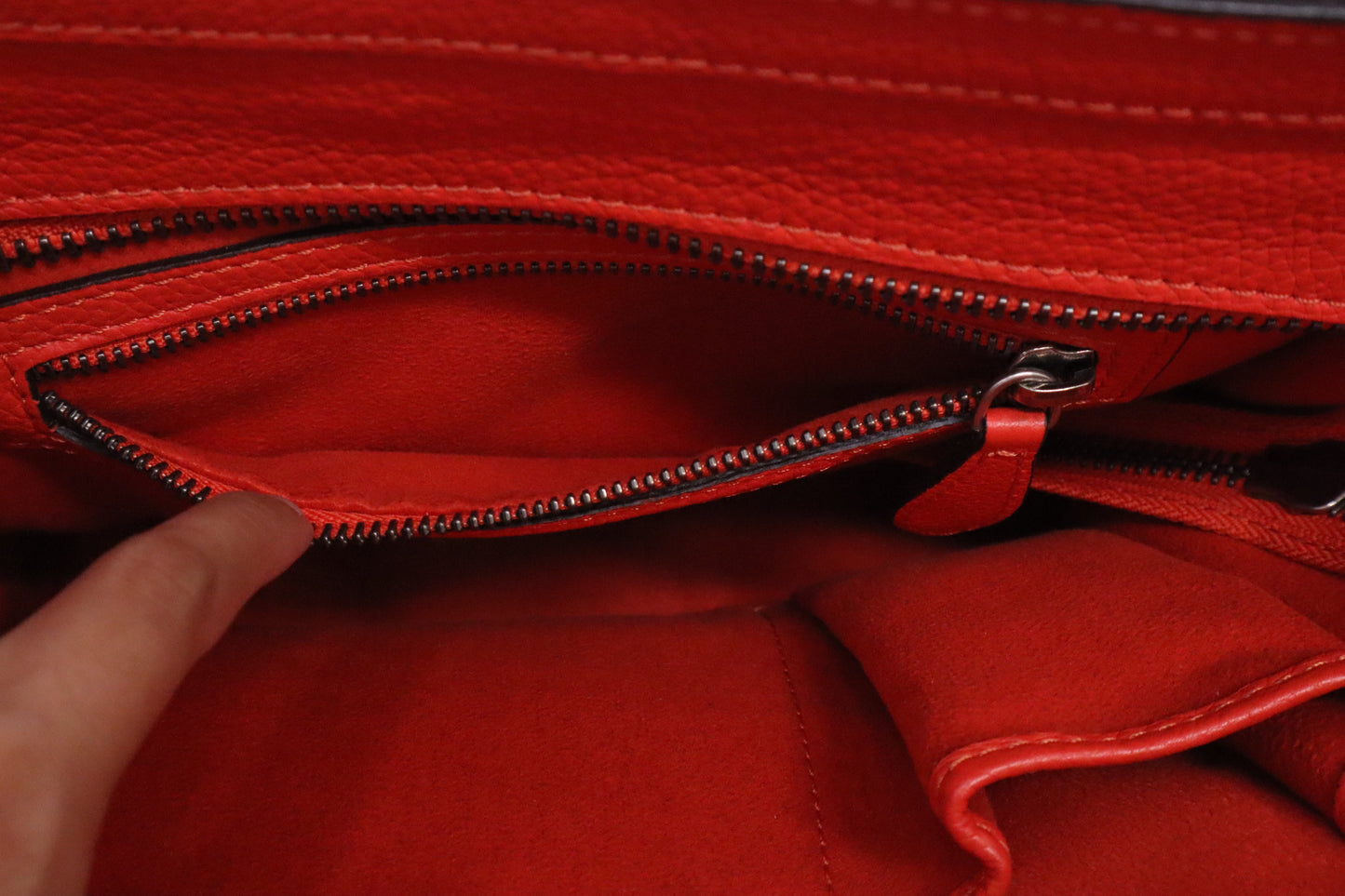 Celine Micro Luggage in Blood Orange Leather