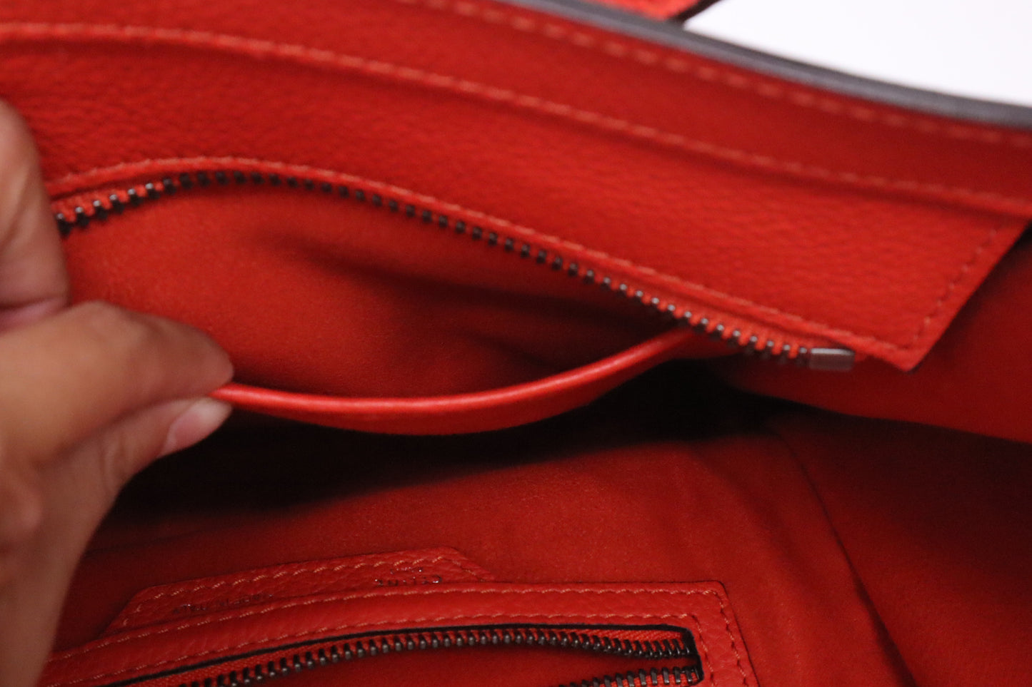Celine Micro Luggage in Blood Orange Leather