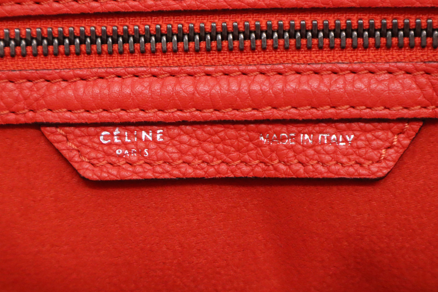 Celine Micro Luggage in Blood Orange Leather