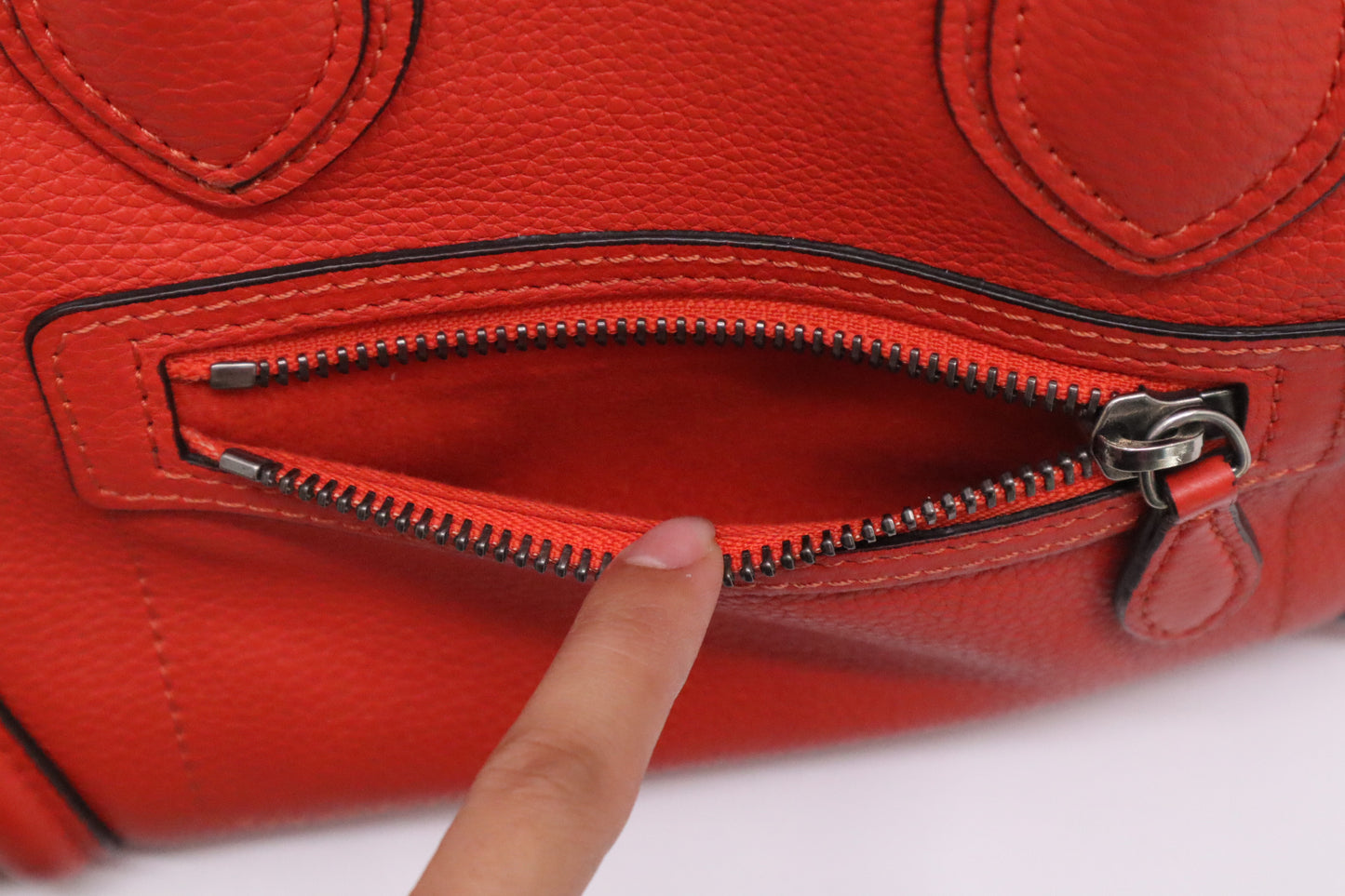 Celine Micro Luggage in Blood Orange Leather