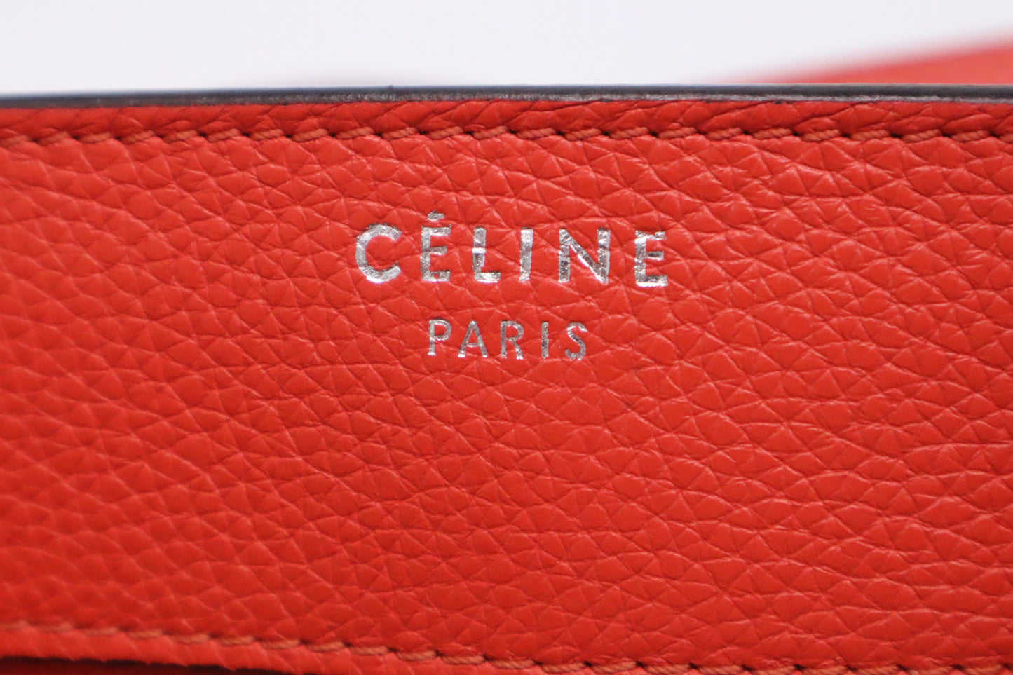 Celine Micro Luggage in Blood Orange Leather