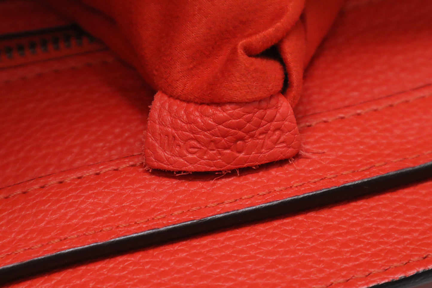 Celine Micro Luggage in Blood Orange Leather