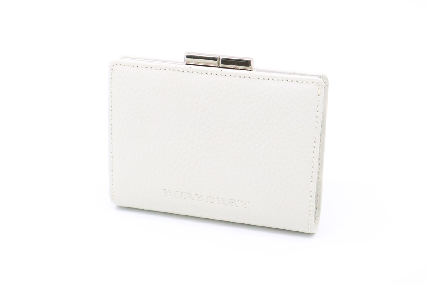 Burberry Compact Wallet in White Leather