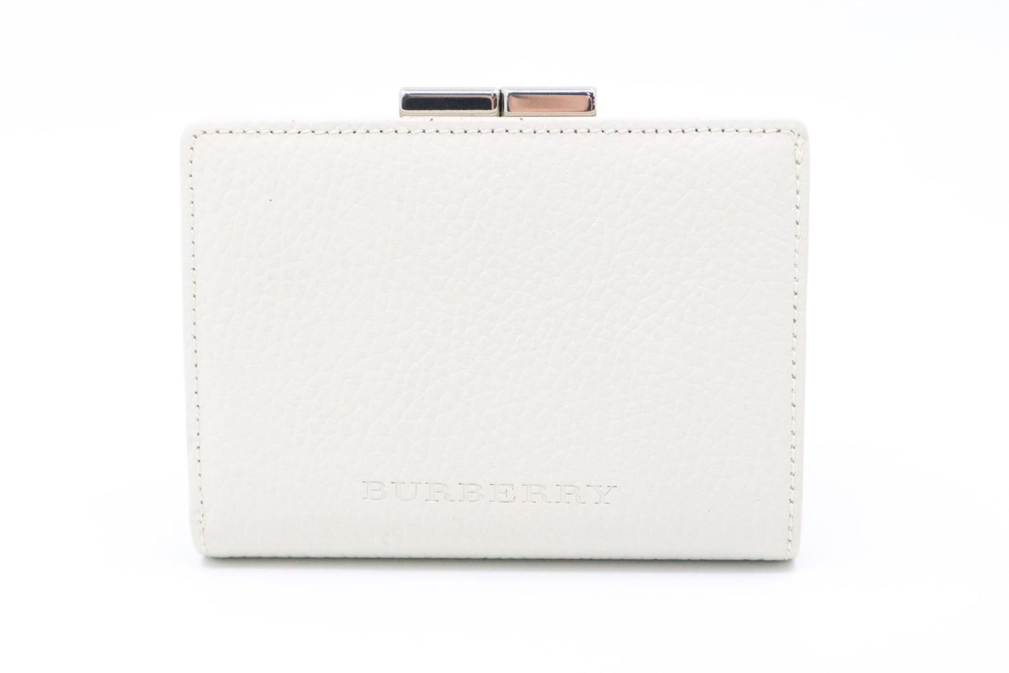 Burberry Compact Wallet in White Leather