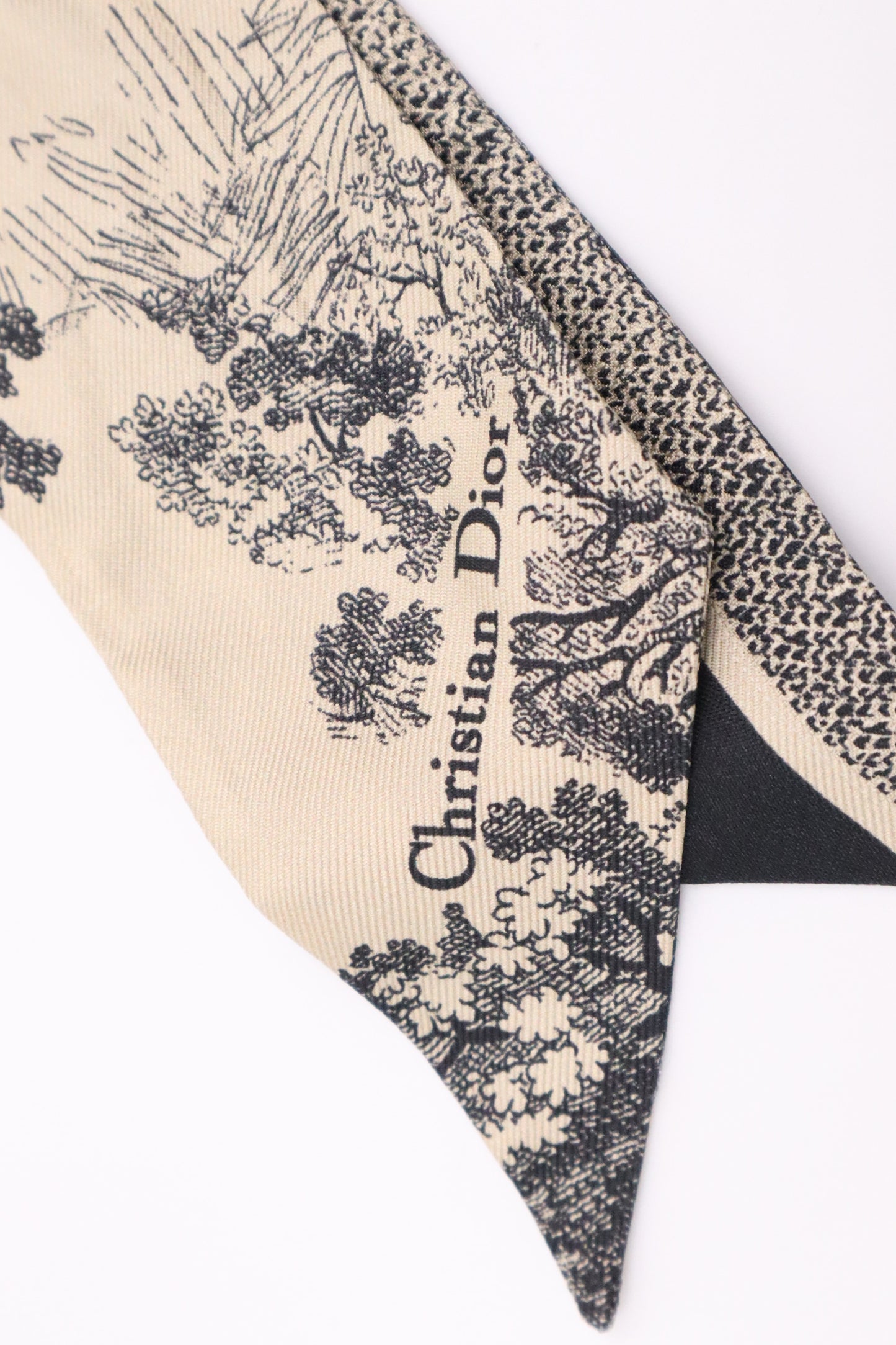 Dior Twilly in Black and Beige Toile de Jouy Sauvage Silk