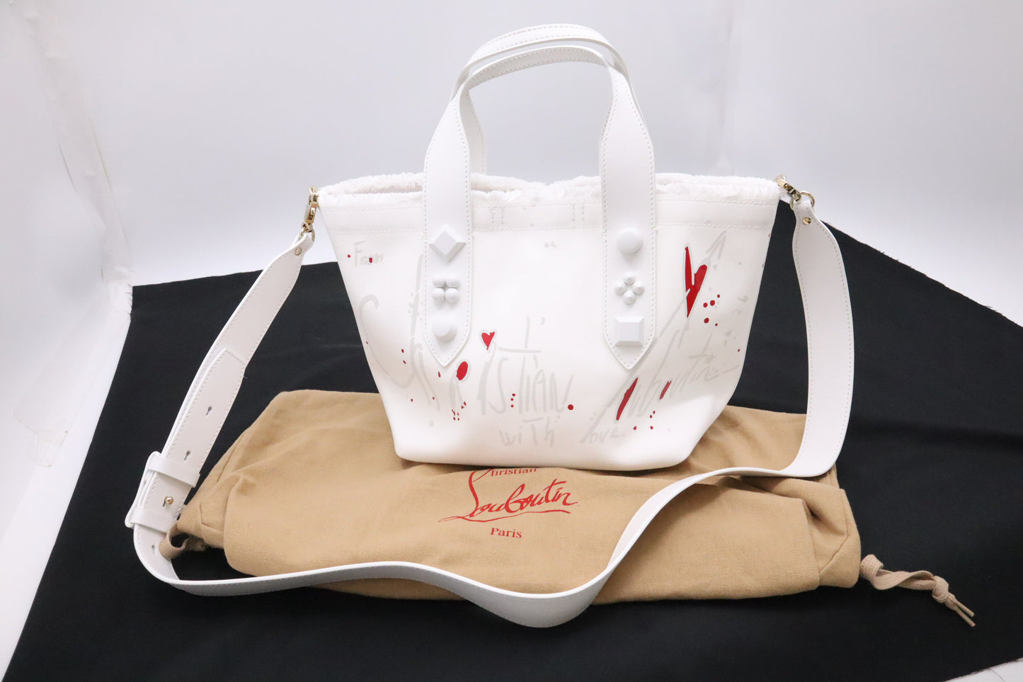 Louboutin Frangibus Handbag in White Bianco Canvas