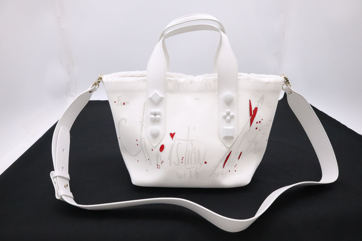 Louboutin Frangibus Handbag in White Bianco Canvas