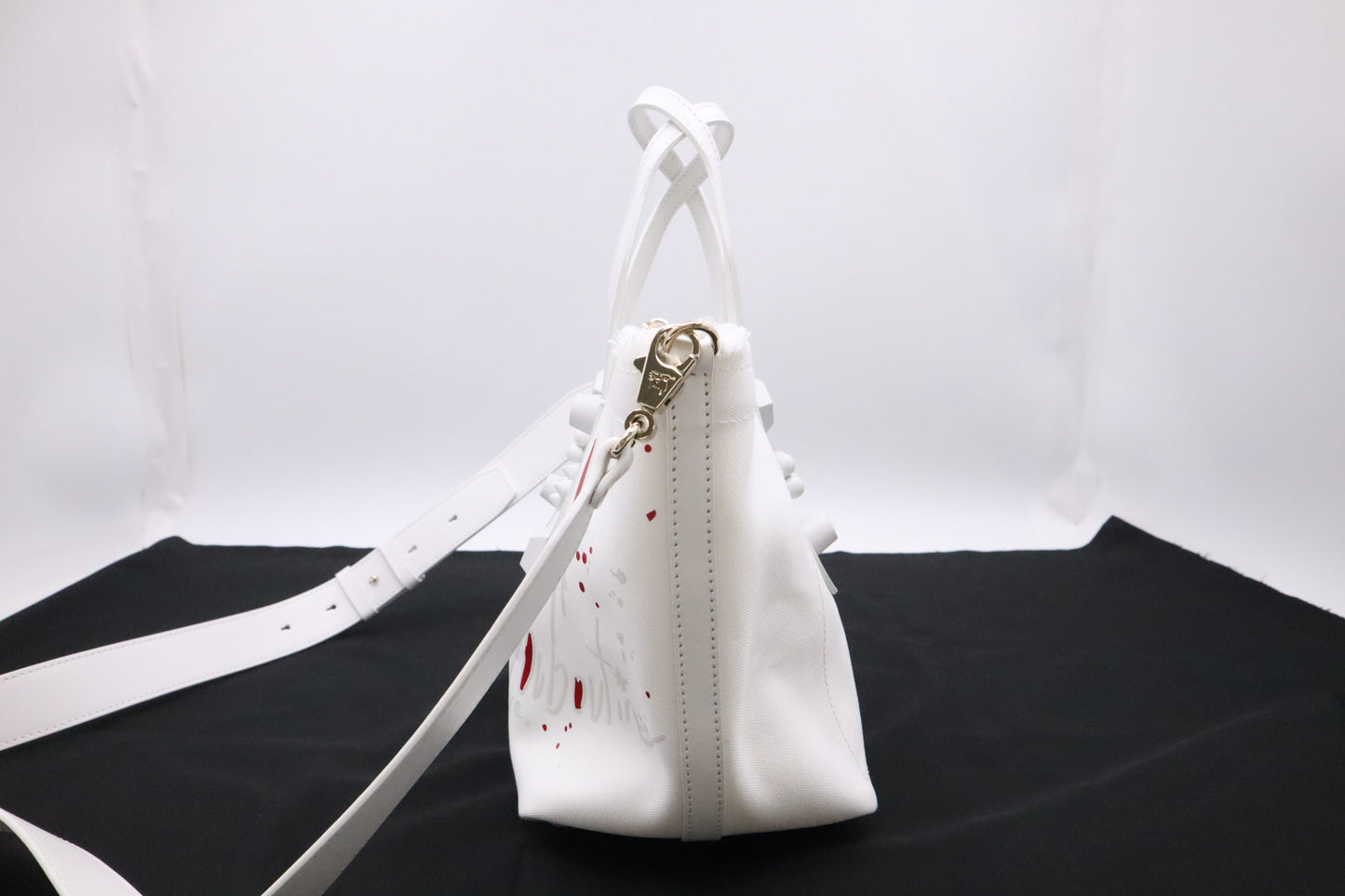 Louboutin Frangibus Handbag in White Bianco Canvas
