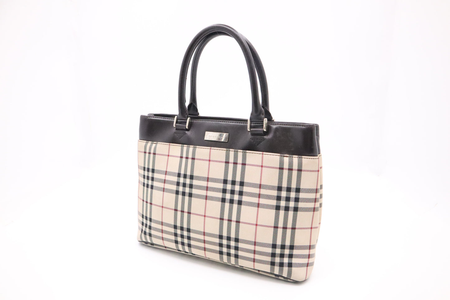 Burberry Handbag in Beige Checked Canvas