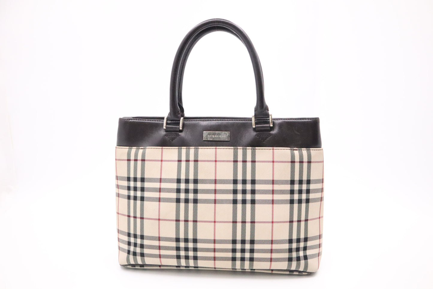 Burberry Handbag in Beige Checked Canvas