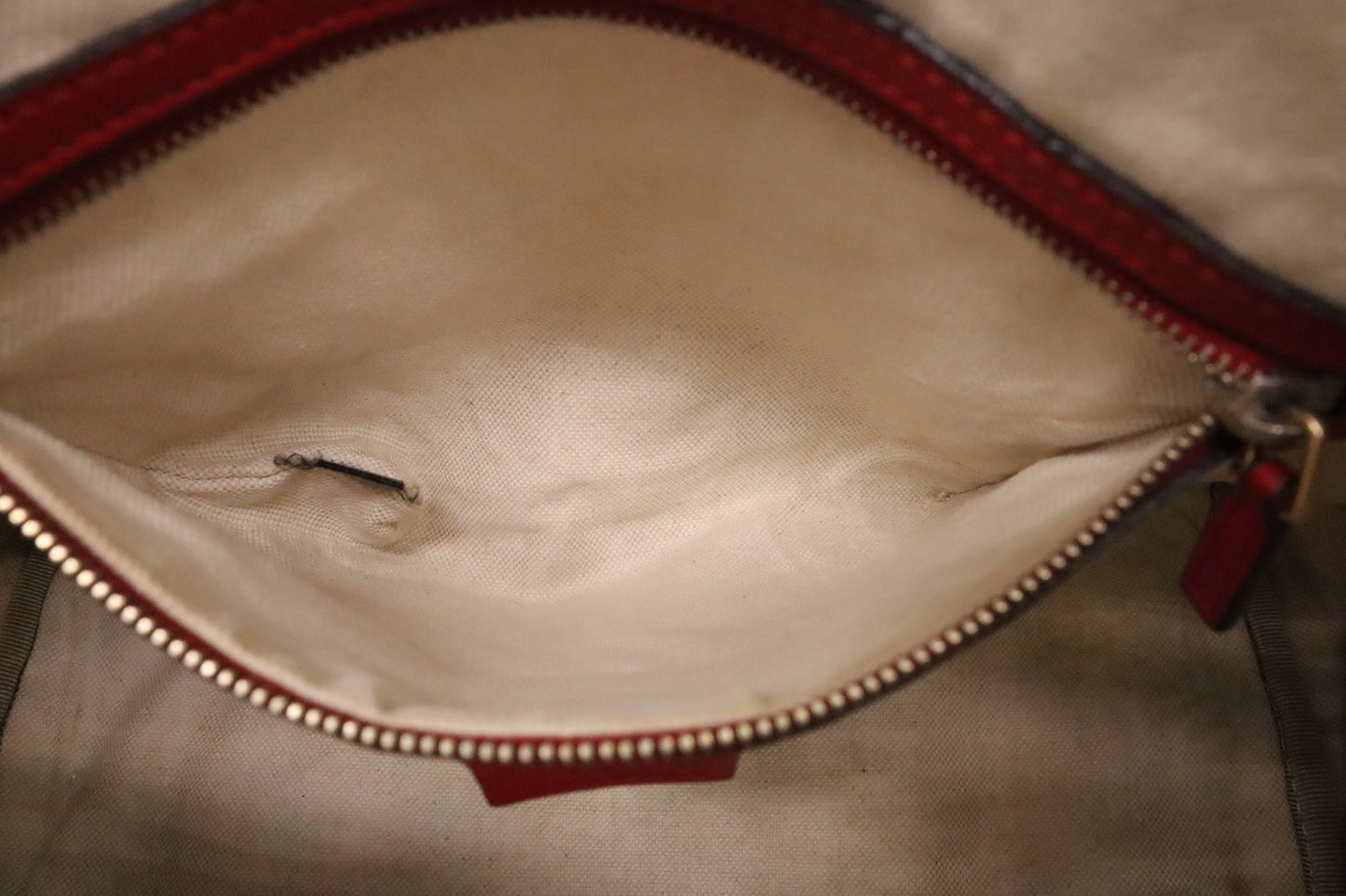 Gucci Boston Bag Bandouliere in Red Leather & Brown GG Canvas