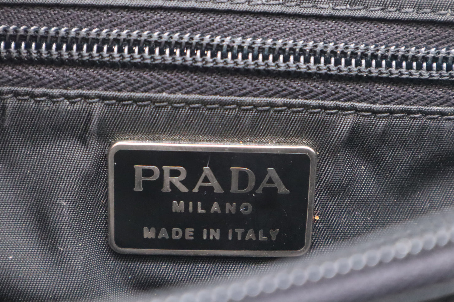 Prada Shoulder Bag in Black Patent Leather and Nylon