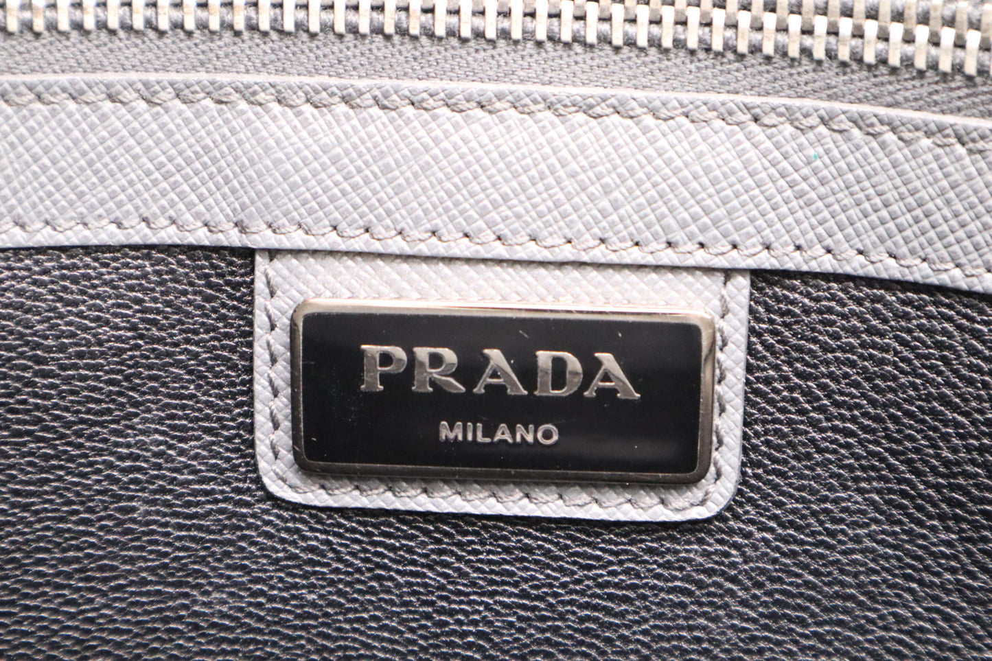 Prada Document Clutch in Gray Leather