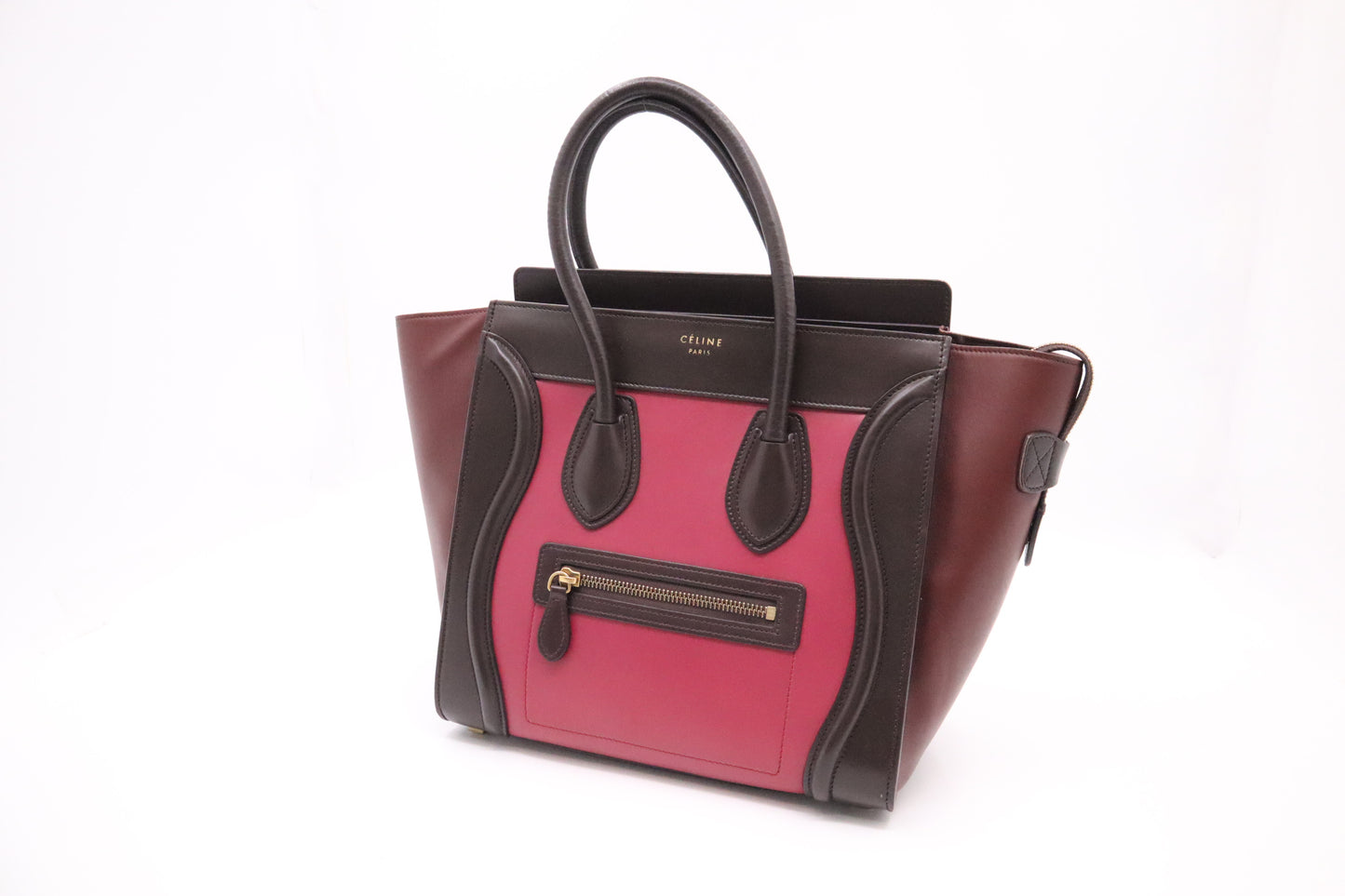 Celine Micro Luggage in Pink and Brown Leather