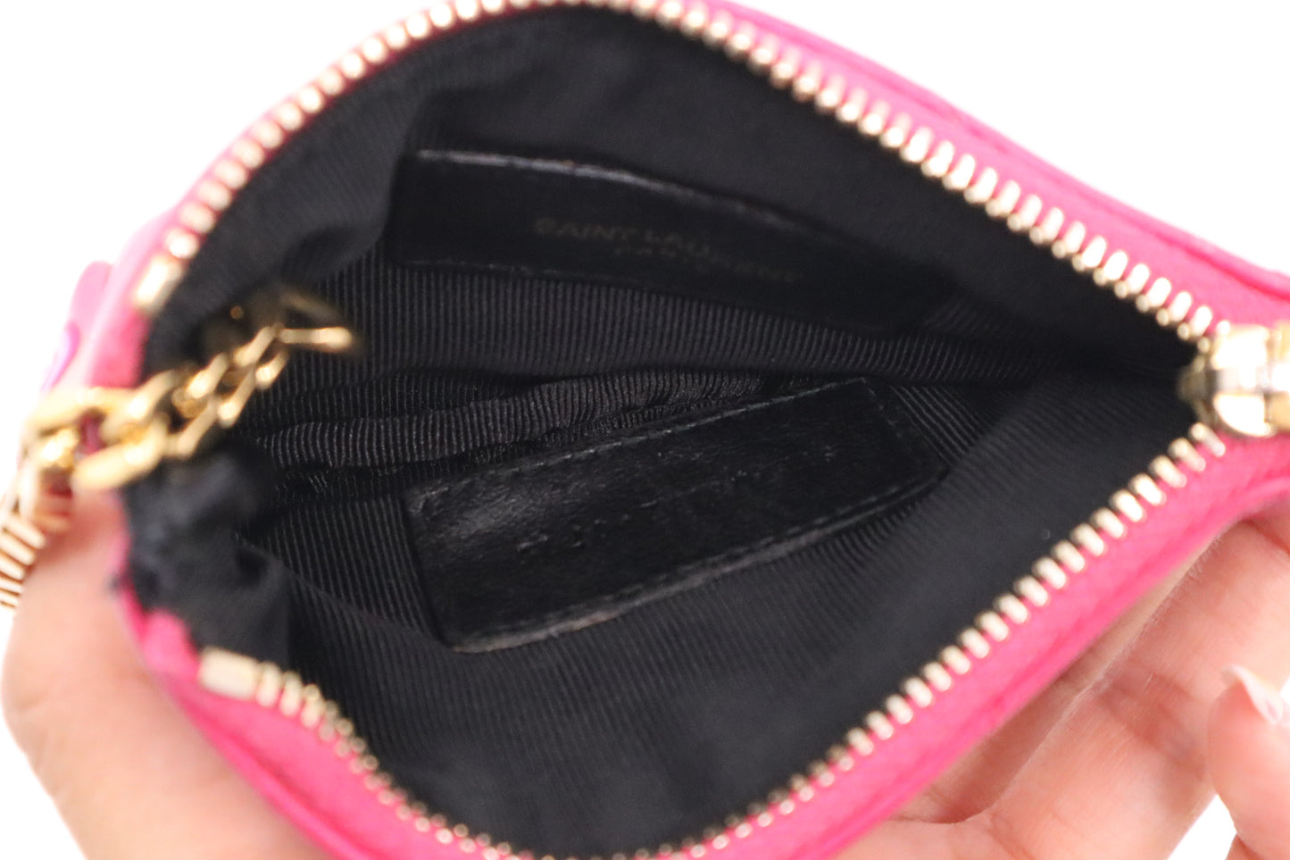 YSL Saint Laurent Key Pouch in Pink Leather