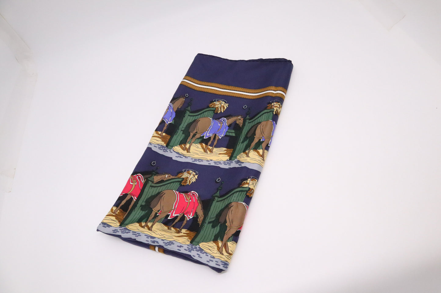 Hermes Ecuries Carry 90 in Navy Silk