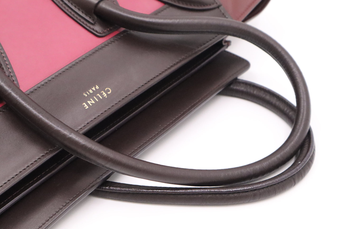 Celine Micro Luggage in Pink and Brown Leather