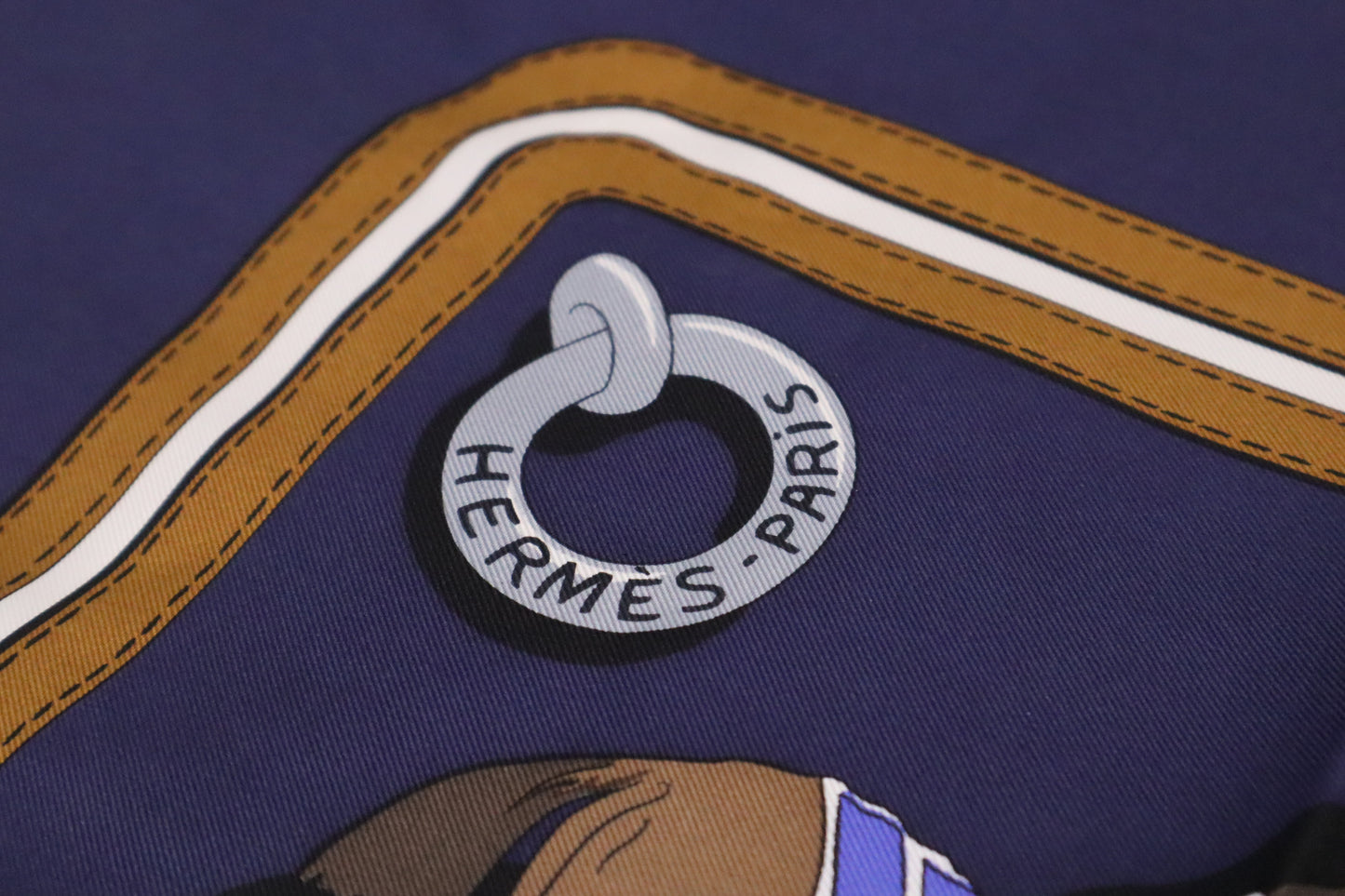 Hermes Ecuries Carry 90 in Navy Silk